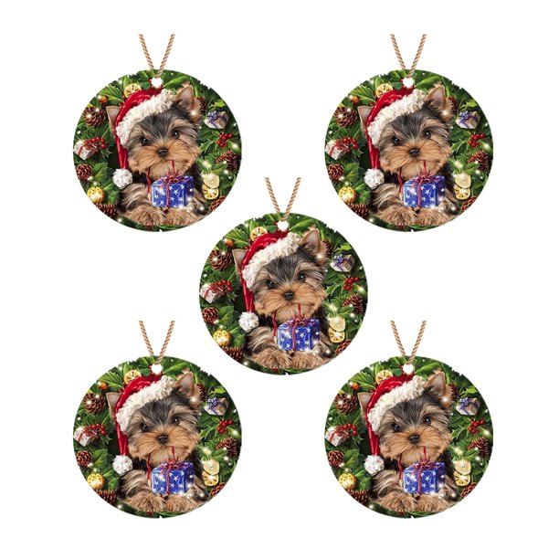 Adornos navideños Navidad Listado de madera Guirnalda de perro Decoración de árbol de Navidad de madera Wmkox8yii gf8854