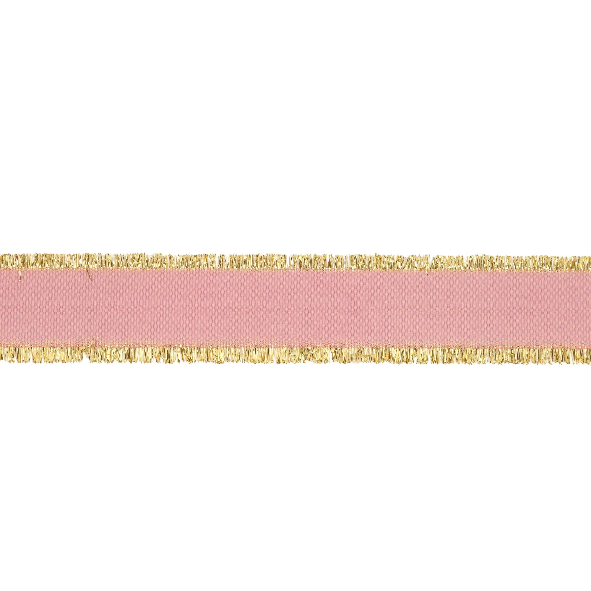 LaRibbons 1" Textured Grosgrain Ribbon | Gold Metallic Fringe Quartz | 25 Yard Roll