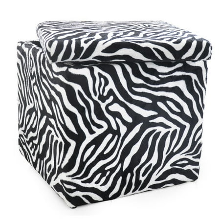 Urban Shop Storage Animal Print Plush Ottoman, Multiple Colors