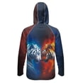 thumbnail image 2 of SEANATIVE Men's Outdoor Fishing Hoodie Sun Protection with Face Cover, Lightweight Portable Sun Block Top UV Protection Hooded Pullover for Travel Fishing, M, Tiger Pattern Blue Orange, 2 of 7