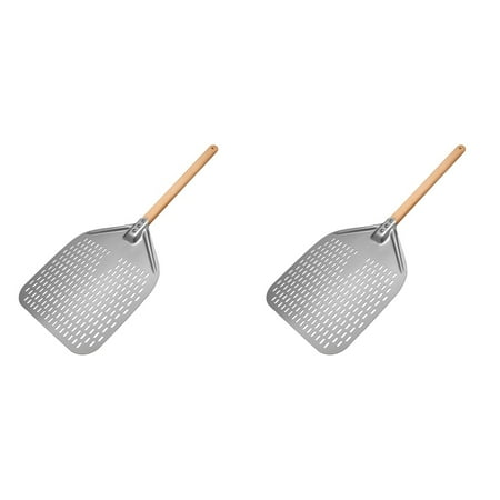 

2X Perforated Pizza Anodized Aluminum Pizza Peels Rectangular Pizza Turning Spatula with Detachable