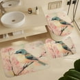 thumbnail image 6 of Shower Curtain 4 Piece Sets Spring Bird with Cherry Blossoms Bath Mat U-Shaped Floor Mat Toilet Lid Oval Rug Watercolor Flowers 12 Hooks for Bathroom Decor 72inch X 72inch, 6 of 8