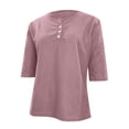 thumbnail image 7 of Womens Soft Basic T Shirt Summer Tops Short Sleeve Button down V Neck Tees Casual Work Outfits Everyday Wear by Yigetop Pink 3XL, 7 of 7