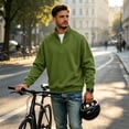 thumbnail image 6 of Sweatshirt for Men Quarter Zip Stand Collar Pullover Long Sleeve Relaxed Fit Casual Tops, 2XL, 6 of 8