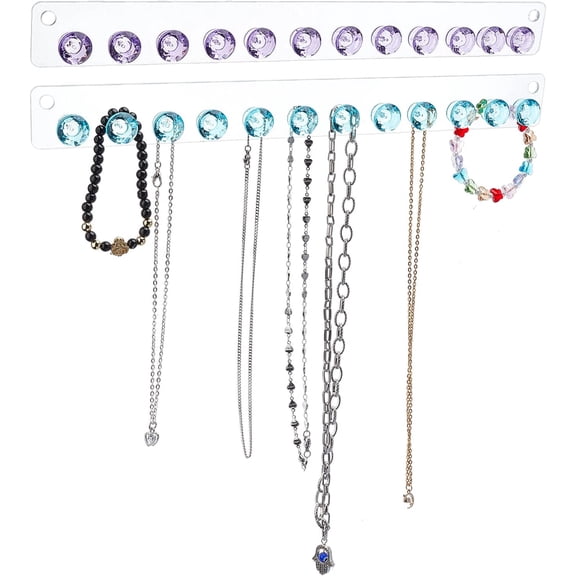 24 Diamond Necklace Hangers Wall Mounted Jewelry Stand Organizer Necklace Holder Bracelets Bangles Display Rack Jewelry Hangers for Woman Earring Bracelets Anklets Key 13.3x1.3 inch