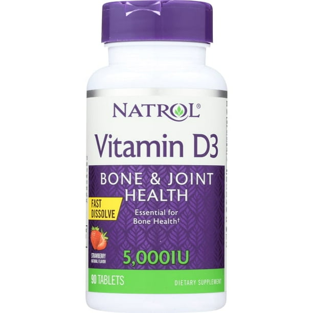Natrol Vitamin D3 Fast Dissolve Bone & Joint Health Strawberry 5000
