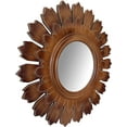 thumbnail image 2 of DecorShore 24" Vintage Scroll Brown Farmhouse Style Wooden Bathroom Wall Mirror in Sun Flower Frame, 2 of 7