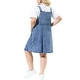 thumbnail image 3 of Agnes Orinda Women's Plus A Line Denim Overall Dress Midi Skirt, 3 of 7