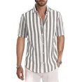 thumbnail image 3 of Men's Casual Shirts Men Patchwork Stripe Tops Fashion Well Fitting Comfortable Contrast Color Laepl Button, 3 of 6