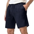 thumbnail image 1 of Pantalones cortos de color liso con bolsillo con cremallera para hombre: pantalones cortos deportivos ligeros y transpirables para el verano, corte holgado con cintura elástica, poliéster., 1 of 6
