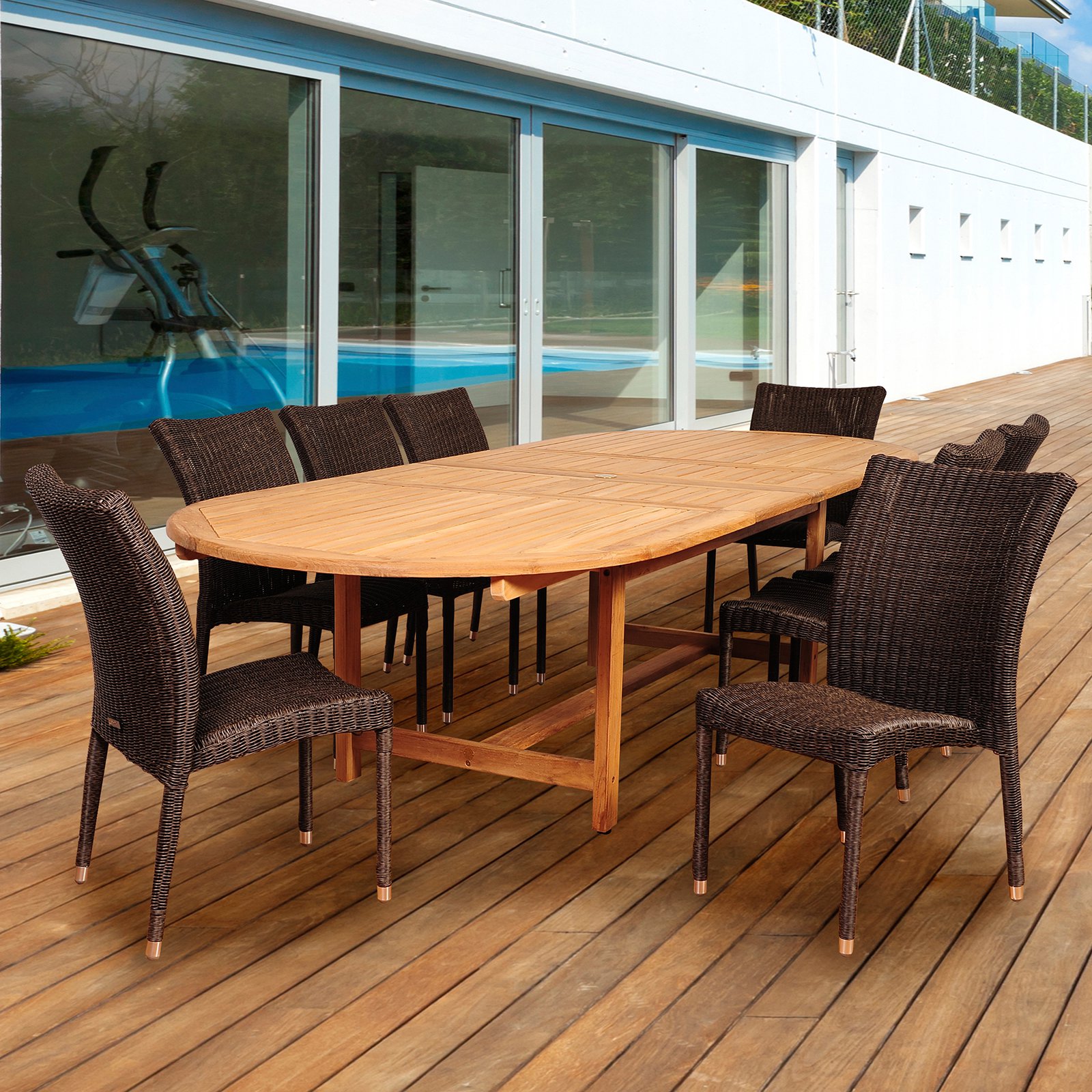 Amazonia Surge 9 Piece Double Extendable Dining Set