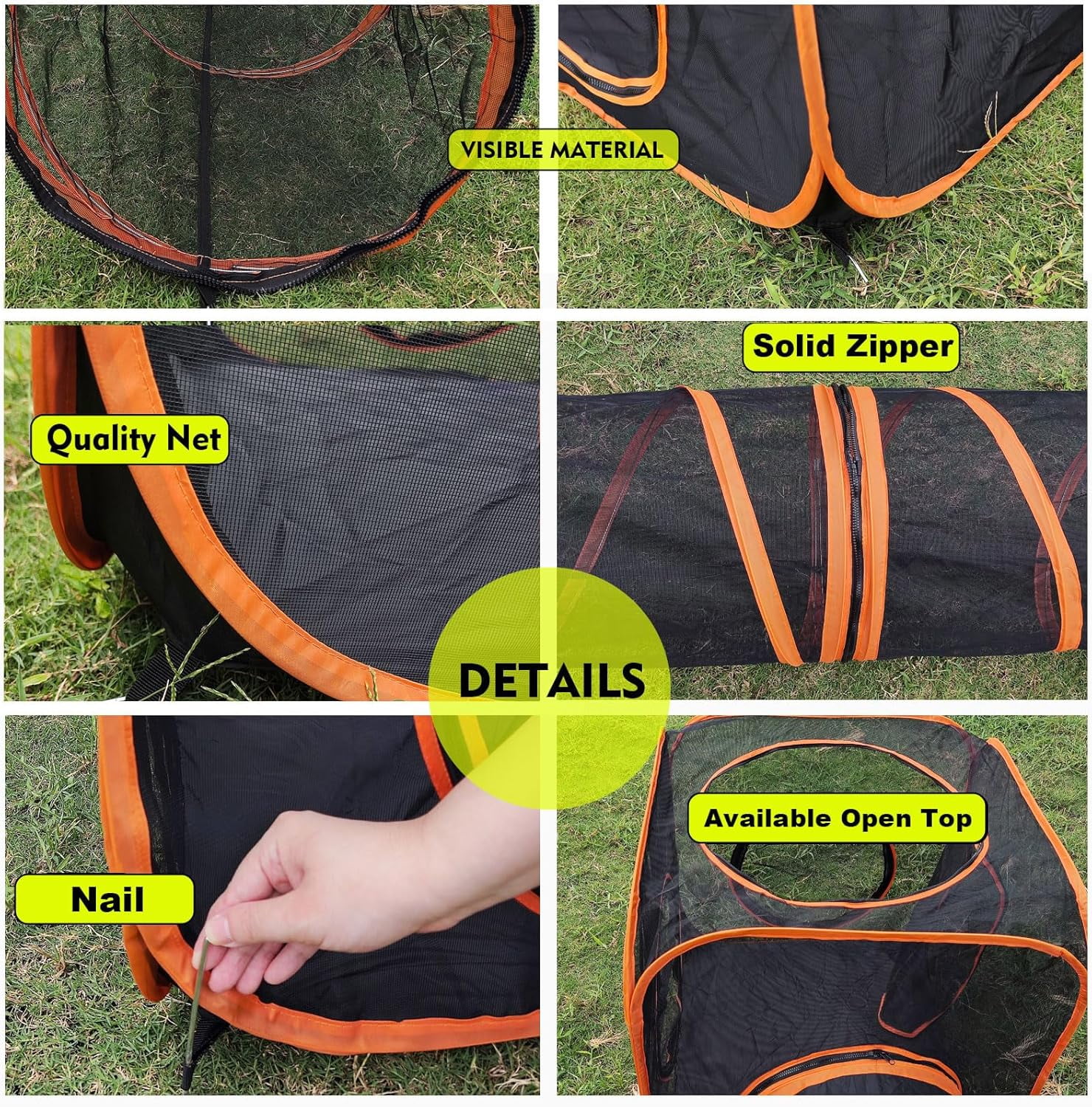 Portable Cat Small Animals Playpen DIY Outdoor Enclosures Freely Combinable 6in1 Pop Up Pet Play Tent Tunnel Cube House for Cat Puppy Rabbit