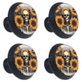 thumbnail image 2 of 4 Pcs Sunflower Skull Knobs for Kitchen Cabinet Cupboard Dresser Bookcase Drawer Pulls Handles Round Home Decor, 2 of 8