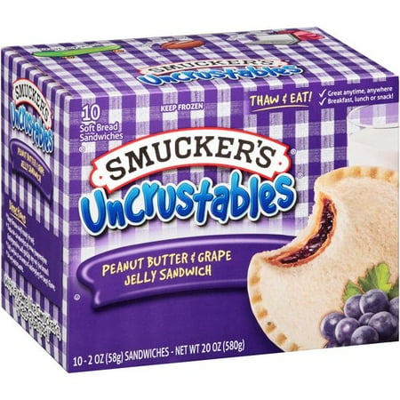 Smucker's Uncrustables Peanut Butter & Grape Jelly Sandwiches, 2 oz, 10