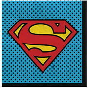Justice League Superman Luncheon Paper Napkins - 6.5" x 6.5" | Multicolor | Pack of 16