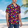 thumbnail image 3 of Honeii Colorful Hearts Print Men’s Hawaiian Shirt,Classic Button-Down Short Sleeve Shirt, for Beach, Vacation, and Outdoor Activities,XX-Large, 3 of 7
