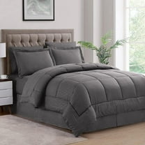 500-TC Egyptian Cotton All Season Comforter for Adults Twin/Twin-XL Size 68 x 90 Inches, 1pc Comforter Box Stitched with 4 Corner Tabs, 300 GSM Comforter, Dark Grey Stripe