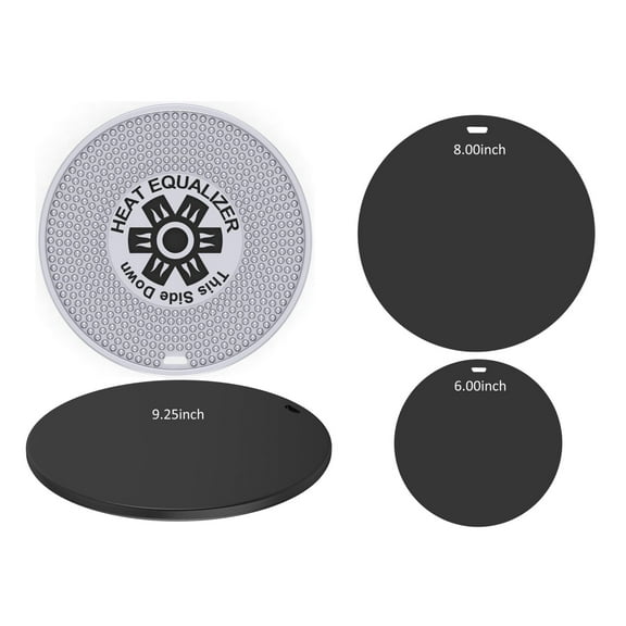 Set of 3 Black Ceramic Finish Heat Equalizer-Heat Diffuser for Gas & Electric Stoves 6-8-9.25 inch Aluminum & Copper Alloy Hot Plate for Even Cooking-Burner Cover & Simmer Plate