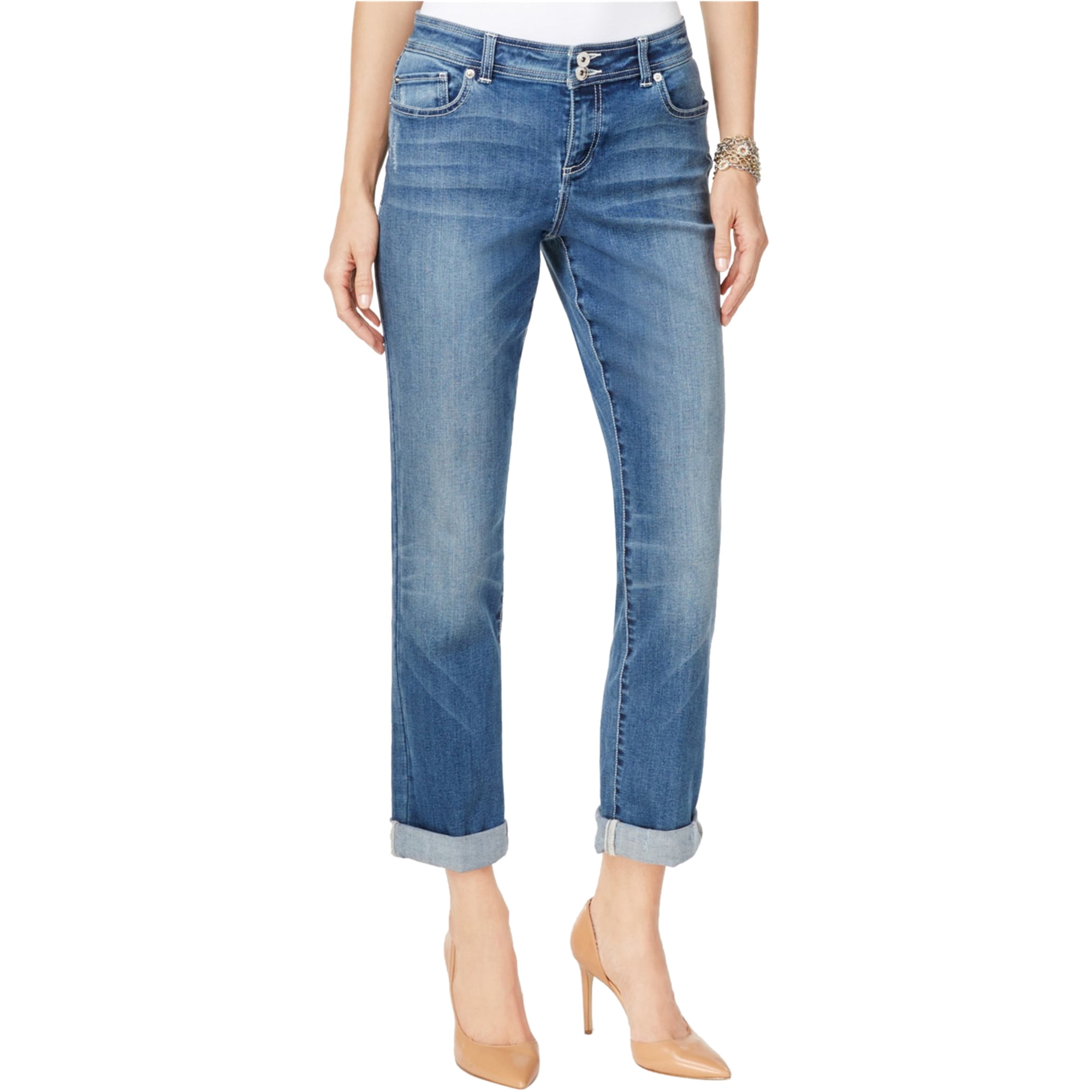 cuffed straight leg jeans