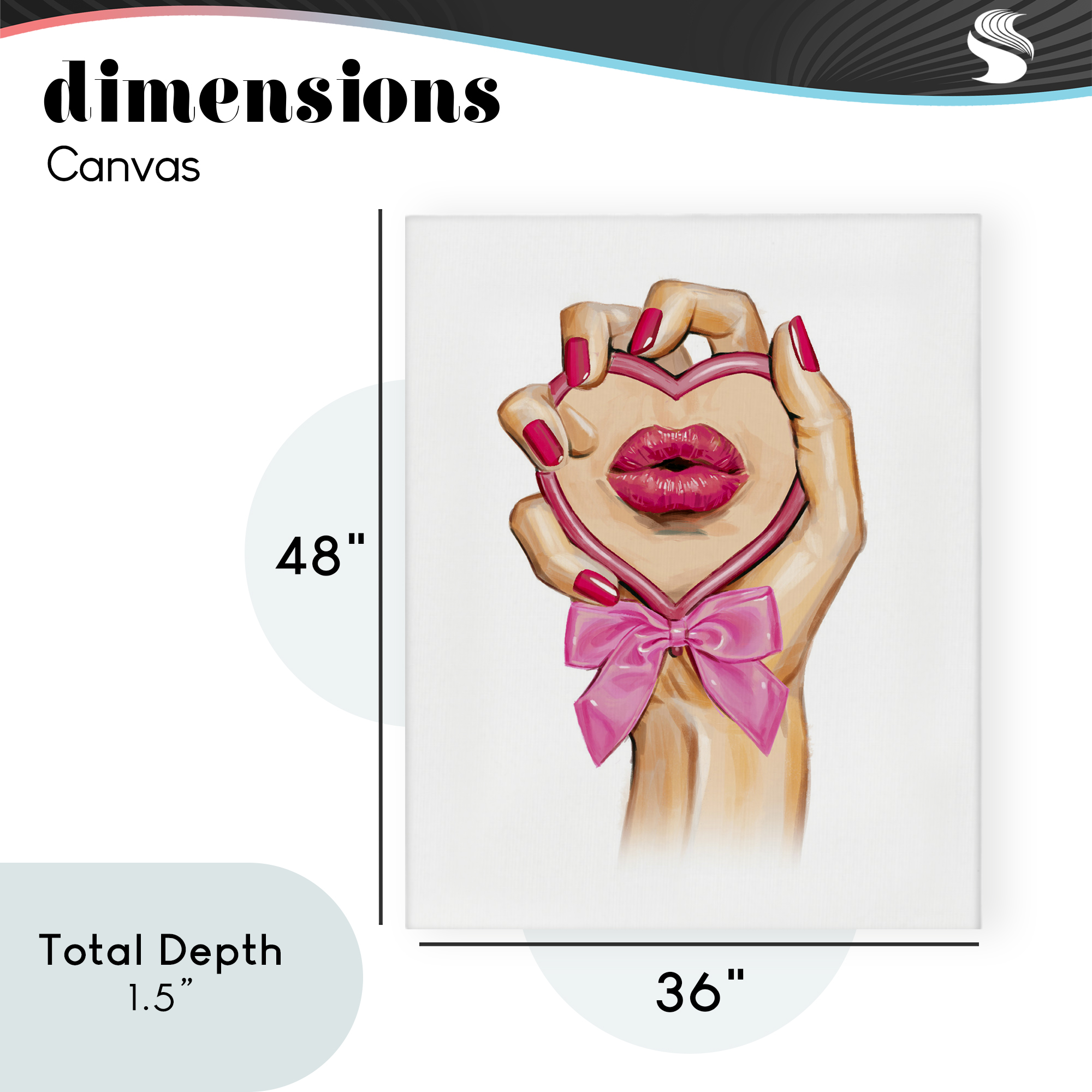 Pink Lips in Mirror Canvas Wall Art, design by Ziwei Li