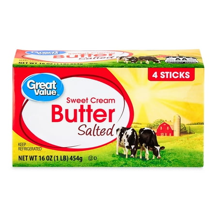 Great Value Sweet Cream Salted Butter, 16 oz, 4 Sticks