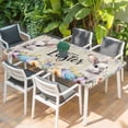 thumbnail image 2 of Easter Grey Bunny Table Cloths for 5 Foot Rectangle Tables, Spring Colorful Eggs Flower Wooden Grain Patio Waterproof Elastic Fitted Tablecloths, Washable Rectangular Table Cover for Camping, 2 of 8