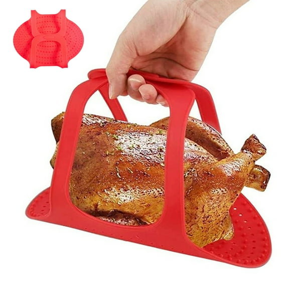 Elevador de Pavo para Acción de Gracias - Pinza de Silicona Resistente Al Calor para Asados y Pollos - Tamaño: 60 X 31,5 Cm - Rojo/Naranja/Azul/Verde - Apto para Horno y Parrilla - Apto para Lavavaji