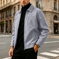 thumbnail image 2 of MXUIKV Men's Casual Jacket Regular Fitted Zip up Lapel Collar Solid Color Work Outerwear with Pockets(XX-Large,Gray), 2 of 6