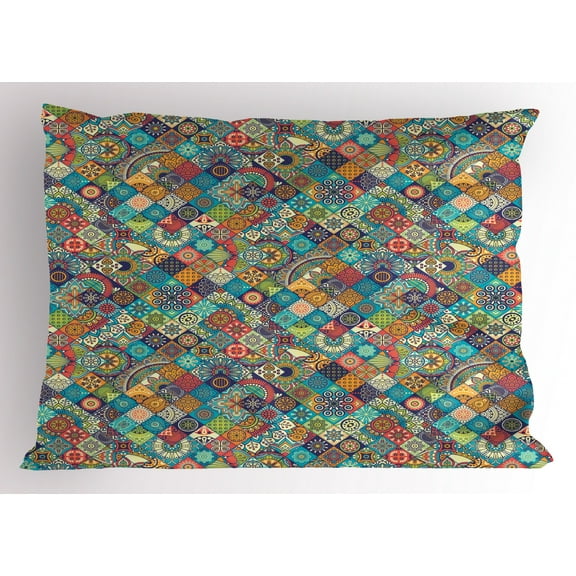 Ambesonne Moroccan Pillow Sham, Oriental Motifs, 26" X 20", Multicolor