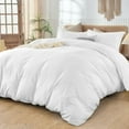 thumbnail image 2 of 800 Thread Count 3-PCs Duvet Set Soft & Cozy 100% Egyptian Cotton | Zipper Closure & Corner Ties | ( 1 Duvet Cover & 2 Pillow Shams ) ( Full/Queen,{90"x90"} Solid White ), 2 of 5