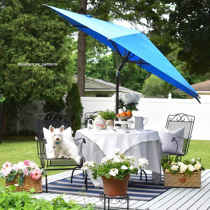 Abba Patio 9ft Outdoor Market Patio Umbrella, Aluminum Frame, Star Series, Dark BlUE