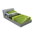 thumbnail image 2 of Ambesonne Nature Fitted Sheet & Pillow Sham Set, Yosemite Falls Country, Twin, Green Blue, 2 of 2