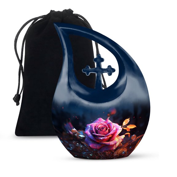 A Purple Rose It Up in The Dark - Urns for Human Ashes for Mother - Cremation Urns for Ashes for Women - Urns for Ashes Adult Male Large - Funeral Urns- Large 8 Inch - Ash Containers