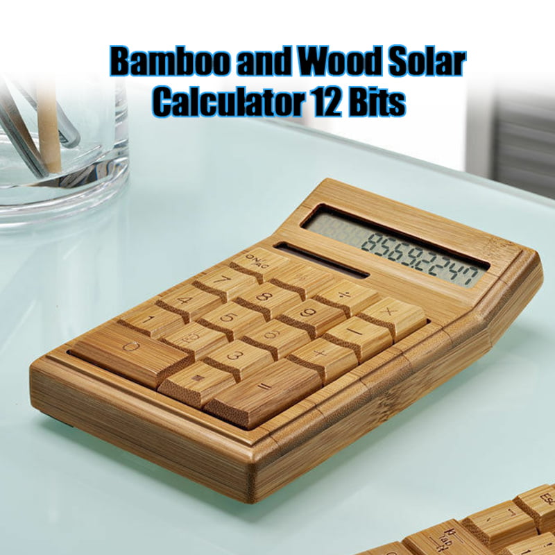 Calculator Solar Power Bamboo Calculators with 12-Digit Large Display 3.7x6.3 in 
