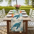 thumbnail image 4 of Table Runners 72 Inches Long Dress Scarves, Teal Sea Turtle Coastal Farmhouse Kitchen/Dining Table Runner, Coffee Tablerunners, Vintage Summer Beach Nautical 14x72 Inch, 4 of 9
