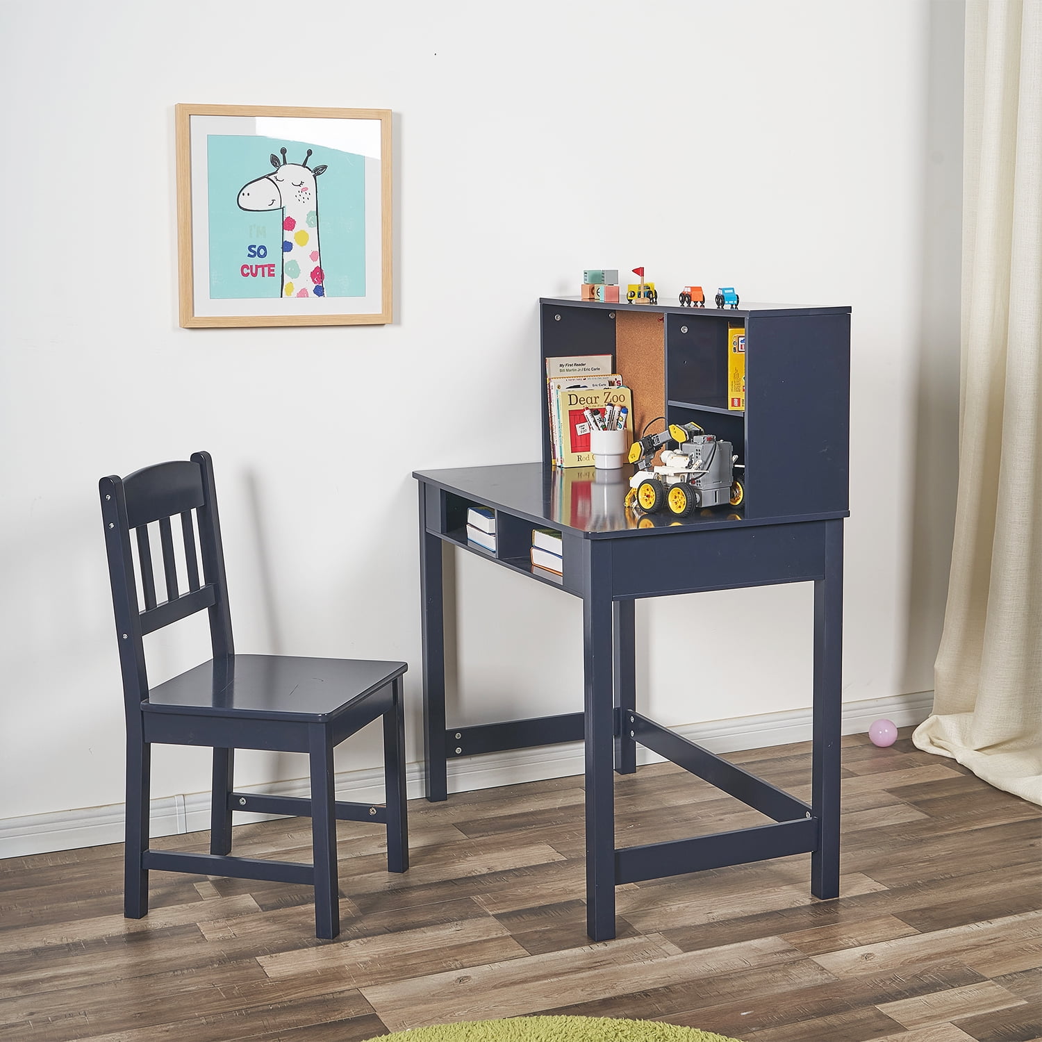 Kids Parke Navy Blue Desk and Hutch