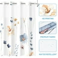 thumbnail image 4 of No Hook Shower Curtain with Snap in Liner - Watercolor Floral Shower Curtain - Fabric Waterproof Inner Liner, Plants Blue Beige Flowers White Cloth Shower Curtains Washable, 71 x 74 Inch, 4 of 6