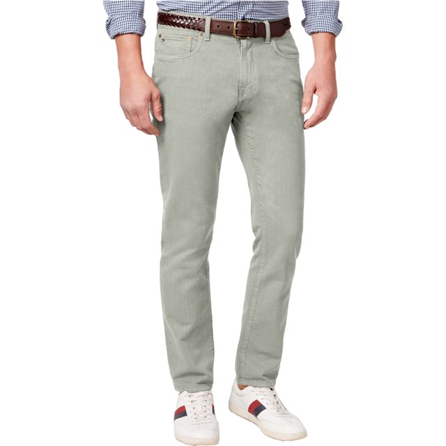 Tommy Hilfiger Straight-Fit Straight Leg Jeans para Hombre, Gris, 36W x 34L
