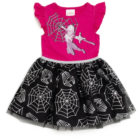 Marvel Spider-Verse Toddler Girls' Sleeveless Tutu Dress Ghost Spider Fuchsia