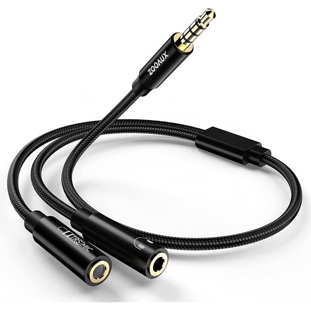 3.5mm Combo Audio Adapter Cable with Separate Mic and Audio Headphone