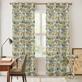 thumbnail image 3 of Vintage Flowers Kitchen Curtains Window Panels, Spring Yellow Green Floral Country Leaves Birds Insulated Window Treatment Curtain, Grommet Curtains for Bedroom/Living Room, 2 Piece 42"Wx84"L, 3 of 8