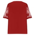 thumbnail image 4 of Cathalem plus Size Tops for Women Women Solid Plus Size Tops Lace Stitching Short Sleeve Tunic Tops To Women's Tunic Tops Shirt Red 3X-Large, 4 of 5