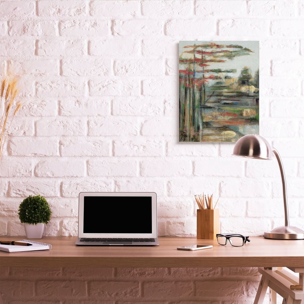 Stupell Industries Abstracted Pastel Landscape Red Green Blue Designed by Third and Wall