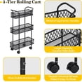 thumbnail image 7 of Oumilen Slim Rolling Storage Cart, 3 Tier Bathroom Organizer, Shelving Utility Cart, Black, 7 of 7