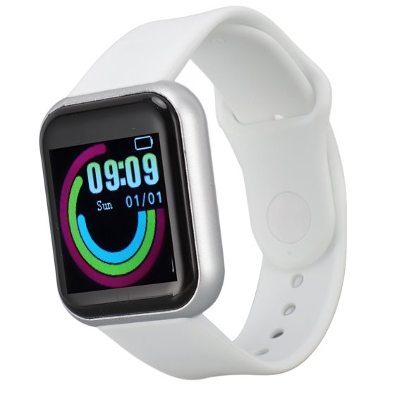 Smart Watch, Alarm Clock IP65 Waterproof Health Care Step Counting Smart Watch Fitness Tracker Sedentary Reminder Breathing Guidance  for Women for IOS System Silver White