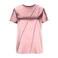 thumbnail image 5 of Miluxas Womens Short Sleeve Satin Silk Blouses, Crewneck, Loose Fit with Roll Up Sleeve, Tunic Tops for Casual Work Pink L(L), 5 of 7