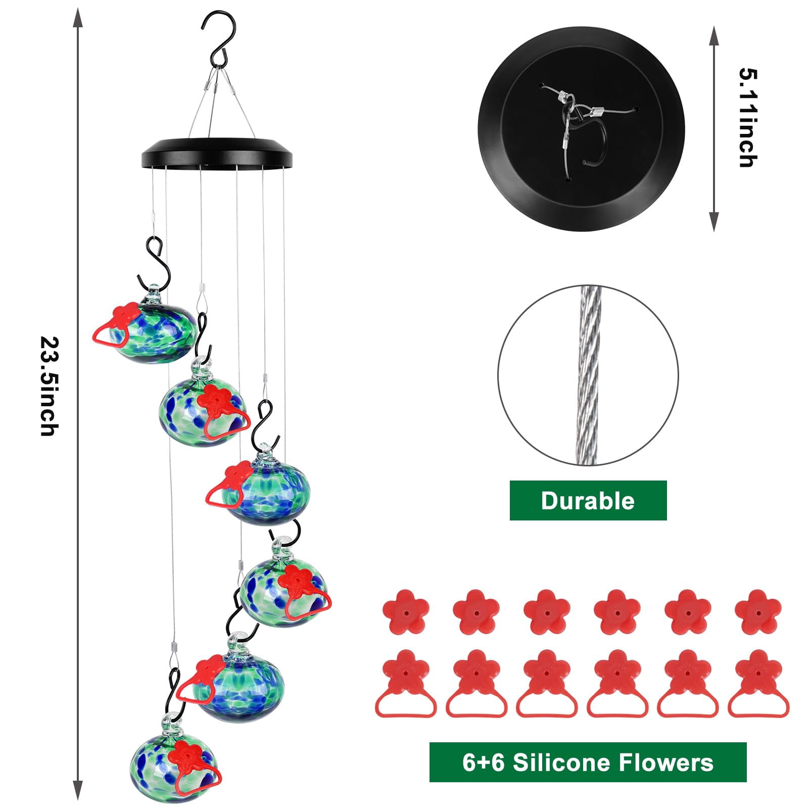 Charming Wind Chimes Hummingbird Feeders For Outdoors Hanging Ant And Bee Proof Never Leak Garden Decor Outside