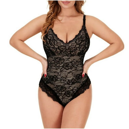 POIUYTR Big Sale Womens High-Waist Lace Shapewear - Plus Size Full Tummy Control Bodysuit  Butt Lifting for Swimsuits & Leggings S-3XL