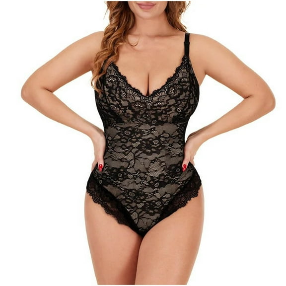 POIUYTR Women’s High-Waist Lace Shapewear - Plus Size Full Tummy Control Bodysuit, Butt Lifting for Swimsuits & Leggings S-3XL