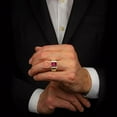 thumbnail image 3 of Gems Jewels 1.50 Ct Emerald Cut Red Ruby Wedding Engagement Band Ring 14K Yellow Gold Plated 925 Sterling Silver For Men's -10, 3 of 3